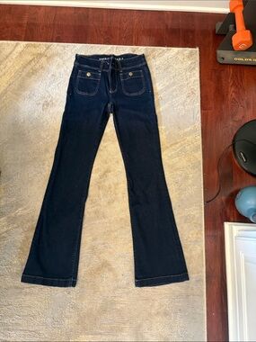 American Eagle Outfitters Dark Blue Women's Kick Boot Bootcut Jeans like new